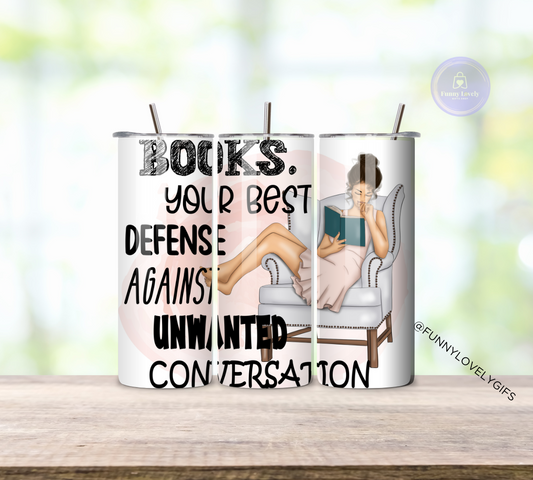 Funny Girl Reading Books, 20 oz Sublimated Skinny Tumbler with Straw