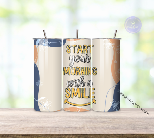 Positive Affirmations " Smile ", 20 oz Sublimated Skinny Tumbler with Straw
