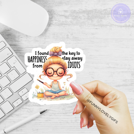 Funny Woman Quotes - "the key to happiness..." stickers